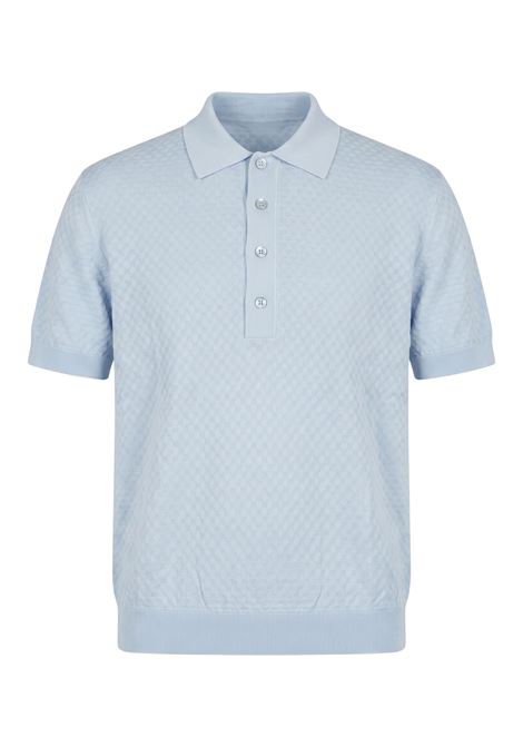 Paolo Pecora Milano Men's Textured Cotton Polo Gauge 16 - Light Blue 6449 PAOLO PECORA |  | A046 F1006449